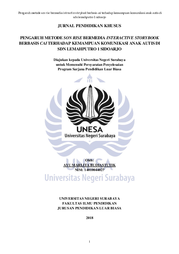 (PDF) Pengaruh Metode Son Rise Bermedia Interactive Storybook Berbasis