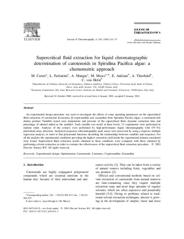 (PDF) Supercritical fluid extraction for liquid chromatographic