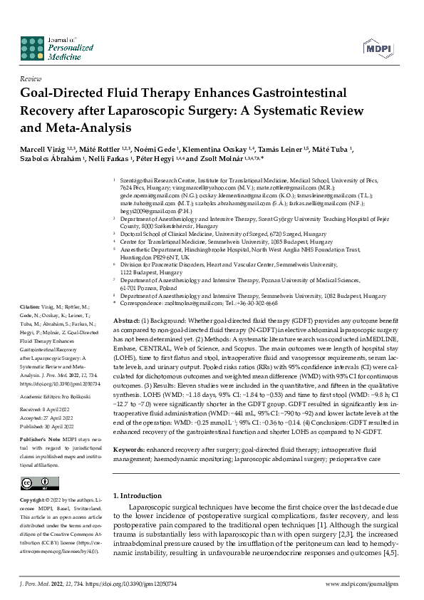 (PDF) Goal-Directed Fluid Therapy Enhances Gastrointestinal Recovery ...