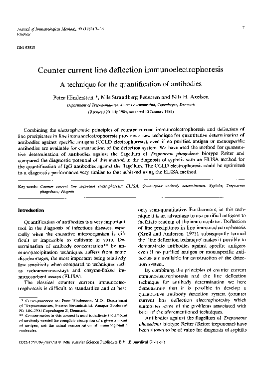 (PDF) Counter current line deflection immunoelectrophoresis