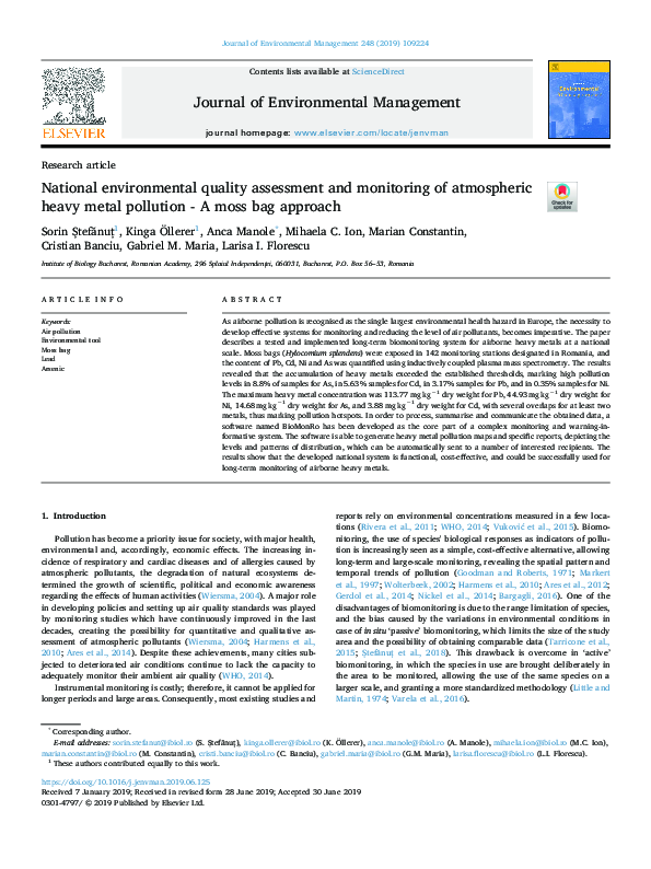 (PDF) National environmental quality assessment and monitoring of ...