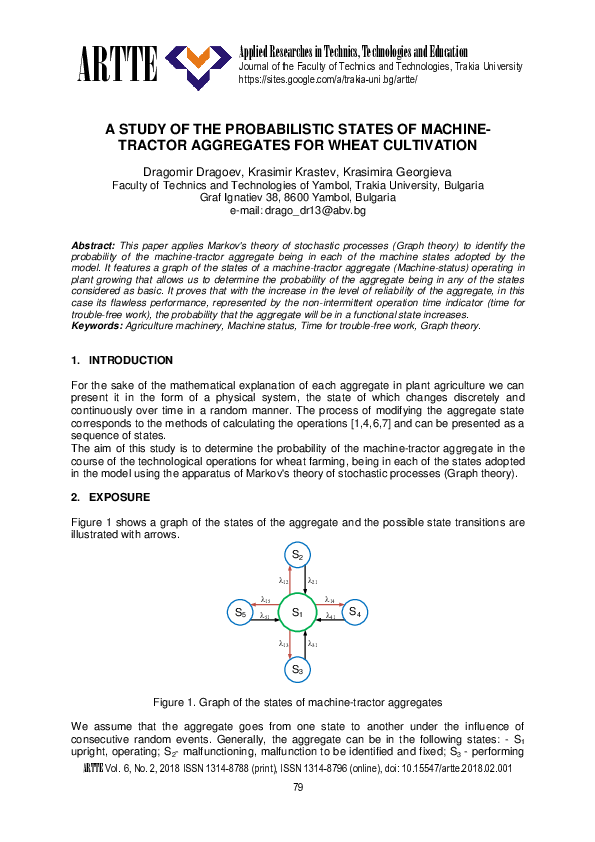 (PDF) A Study of the Probabilistic States of Machinetractor Aggregates ...