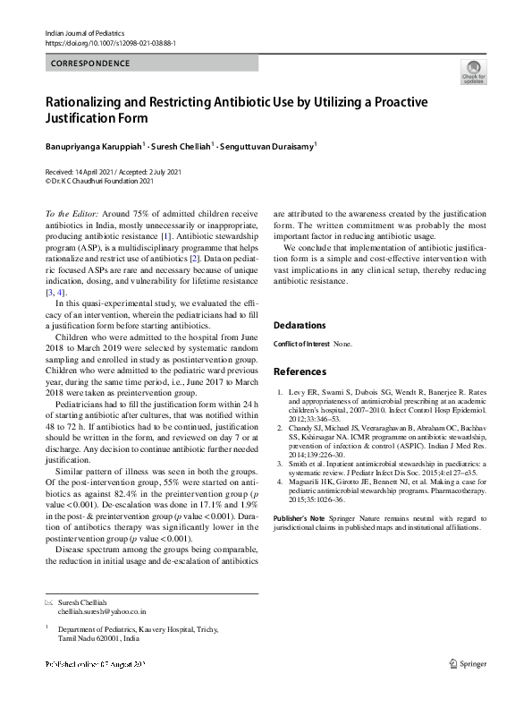 (PDF) Rationalizing and Restricting Antibiotic Use by Utilizing a ...