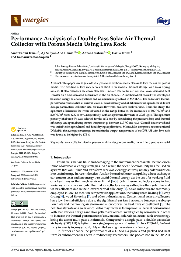 (PDF) Performance Analysis of a Double Pass Solar Air Thermal Collector ...