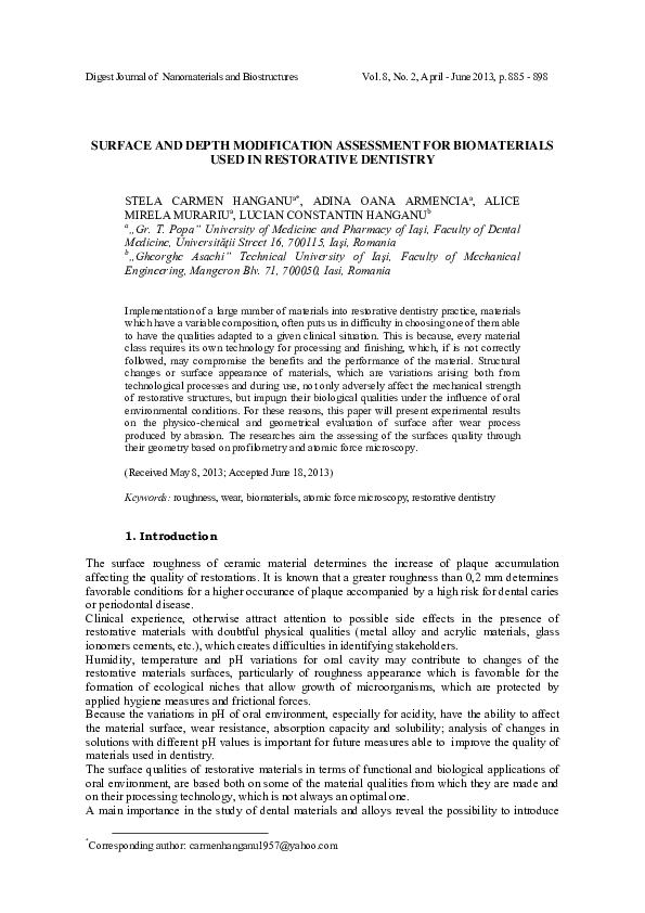 (PDF) Surface and Depth Modification Assessment for Biomaterials Used ...