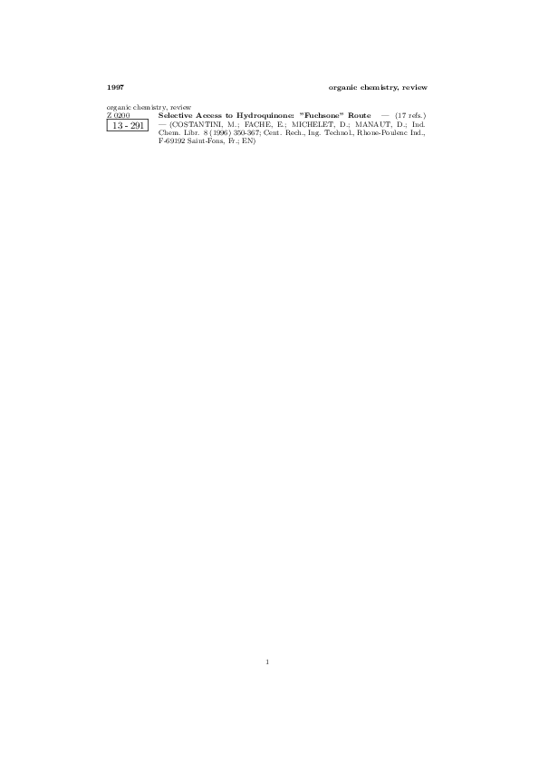 (PDF) ChemInform Abstract: Selective Access to Hydroquinone: “Fuchsone ...