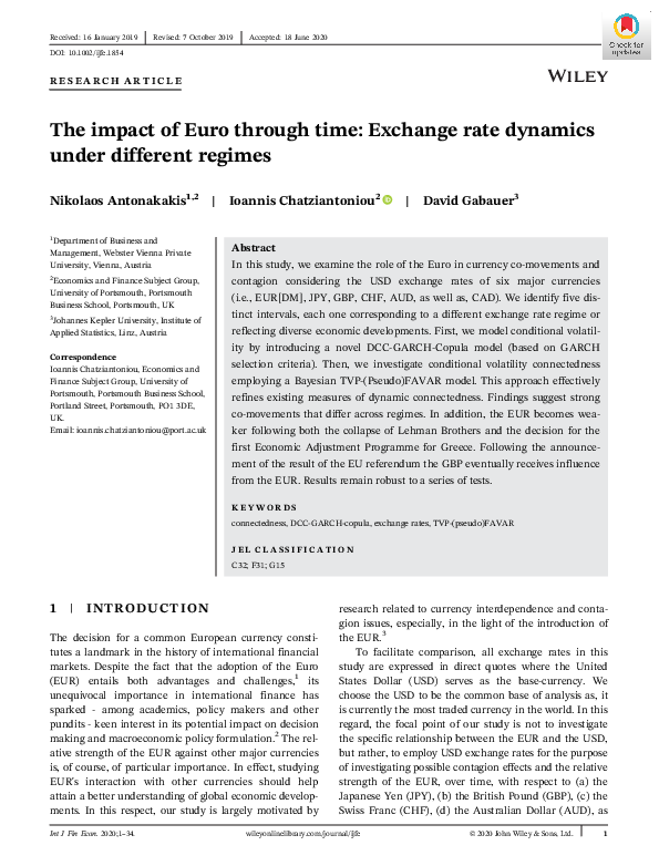 (PDF) The impact of Euro through time: Exchange rate dynamics under ...