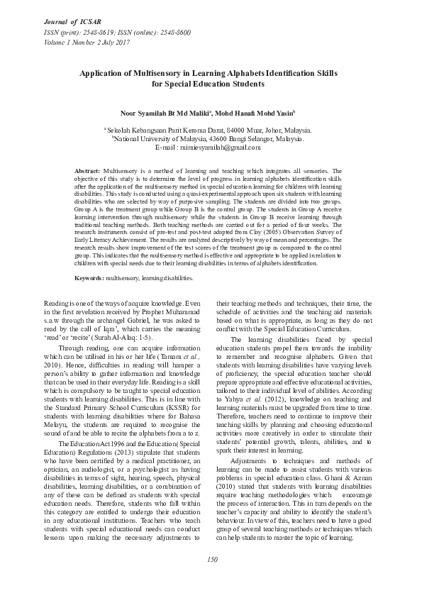(PDF) Application of Multisensory in Learning Alphabets Identification ...
