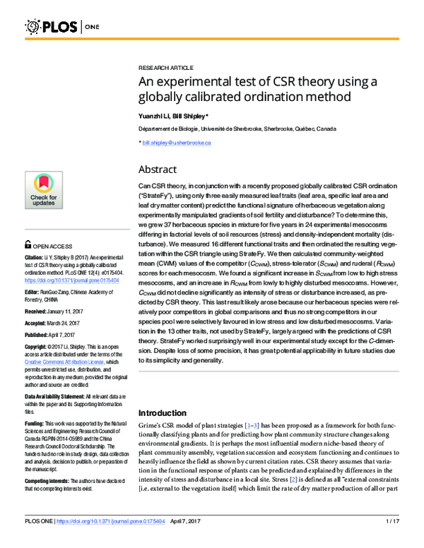 (PDF) An experimental test of CSR theory using a globally calibrated ...