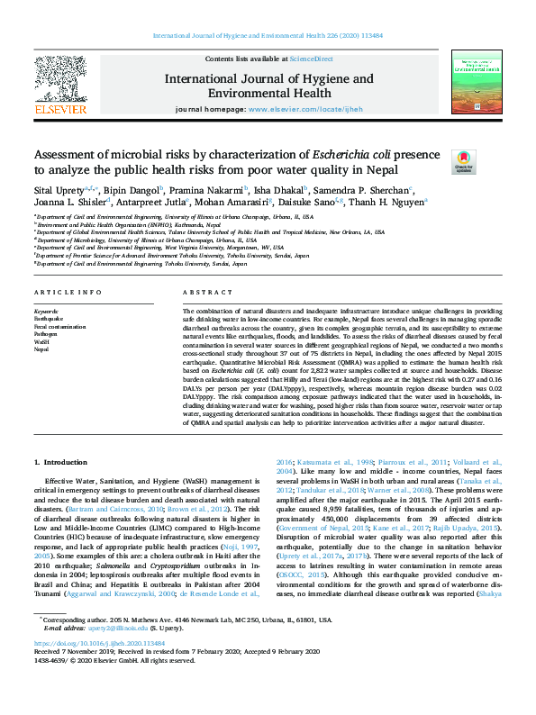 (PDF) Assessment of microbial risks by characterization of Escherichia ...