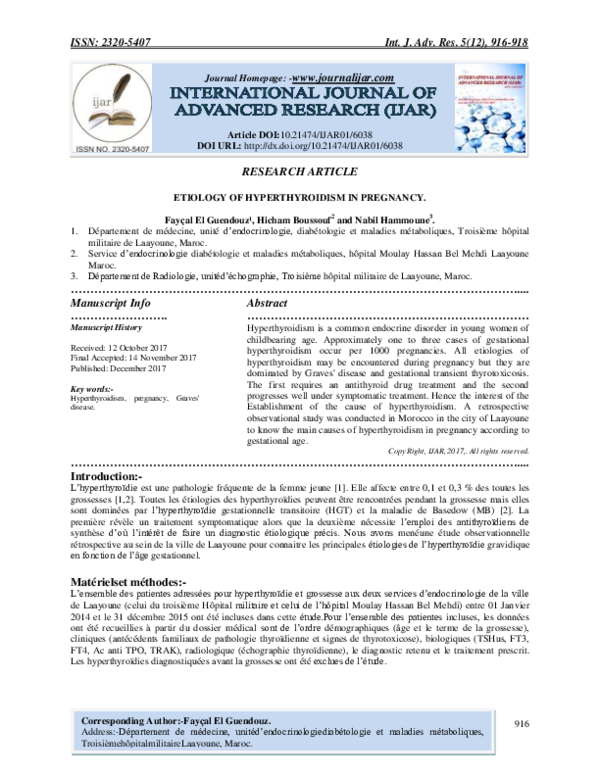 Pdf Etiology Of Hyperthyroidism In Pregnancy