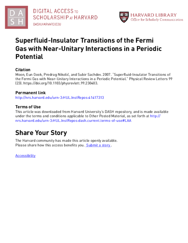 (PDF) Superfluid-Insulator Transitions of the Fermi Gas with Near ...