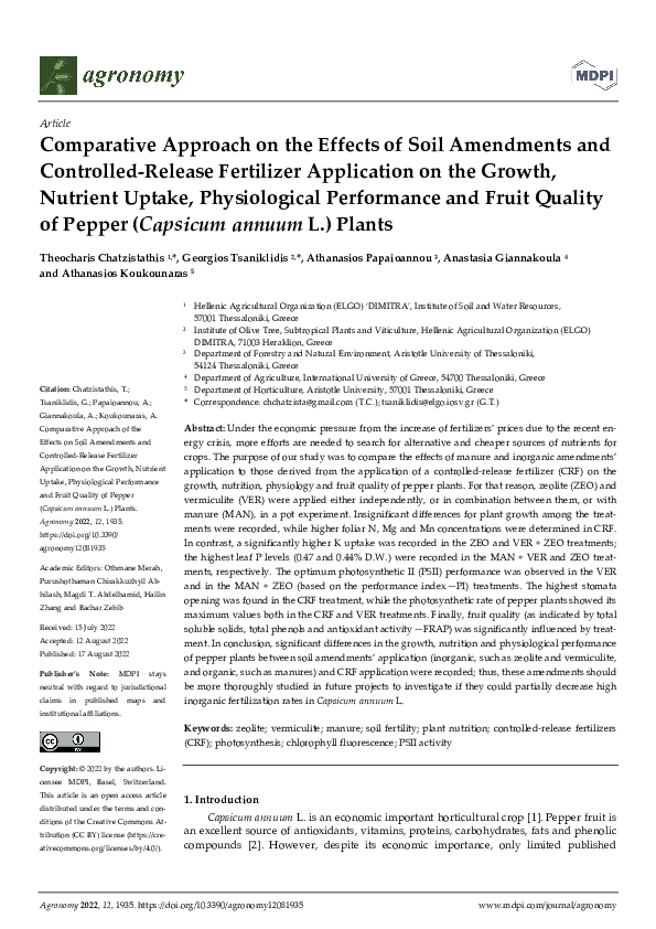 (PDF) Comparative Approach on the Effects of Soil Amendments and ...