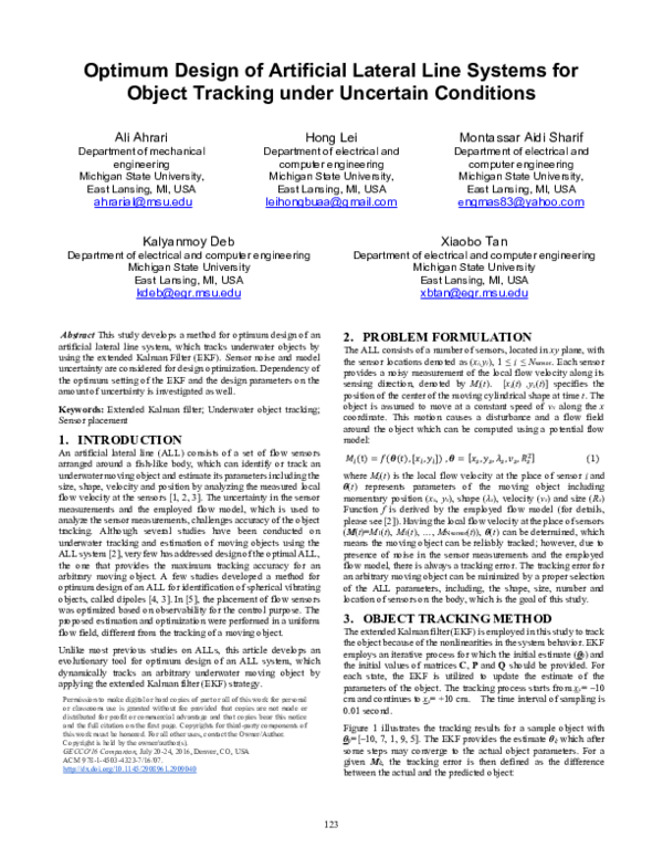 (PDF) Optimum Design of Artificial Lateral Line Systems for Object ...