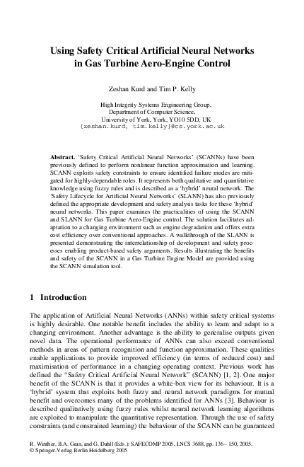 (PDF) Using Safety Critical Artificial Neural Networks in Gas Turbine ...