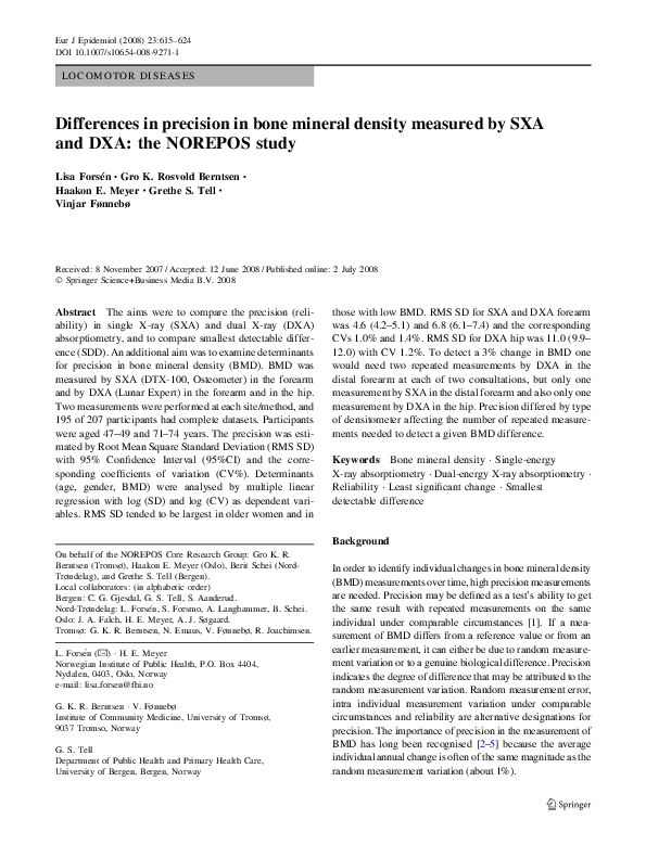 (PDF) Differences in precision in bone mineral density measured by SXA ...