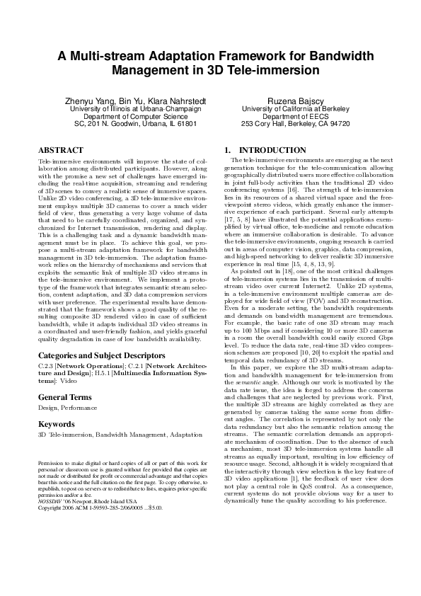 (PDF) A multi-stream adaptation framework for bandwidth management in ...