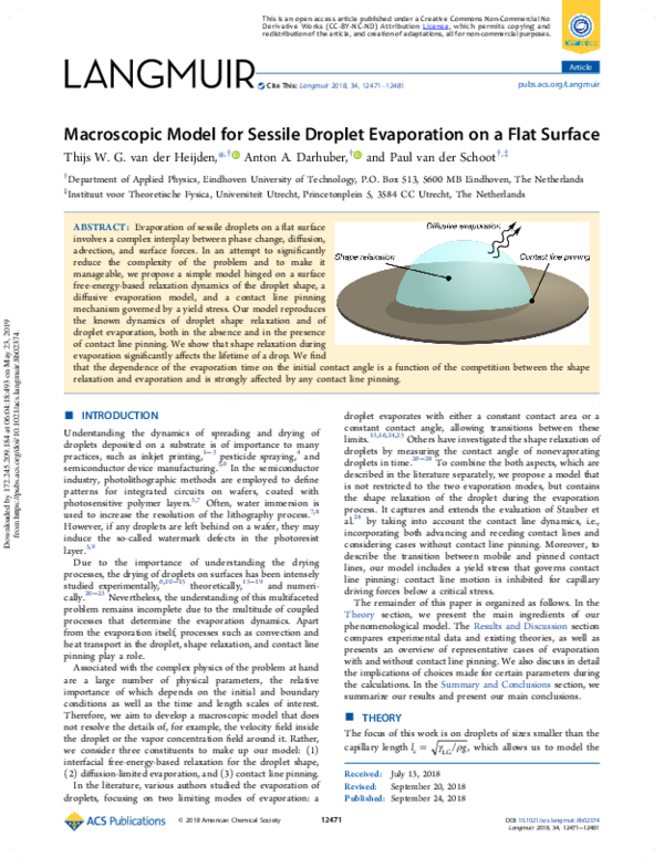 (PDF) Macroscopic Model for Sessile Droplet Evaporation on a Flat ...
