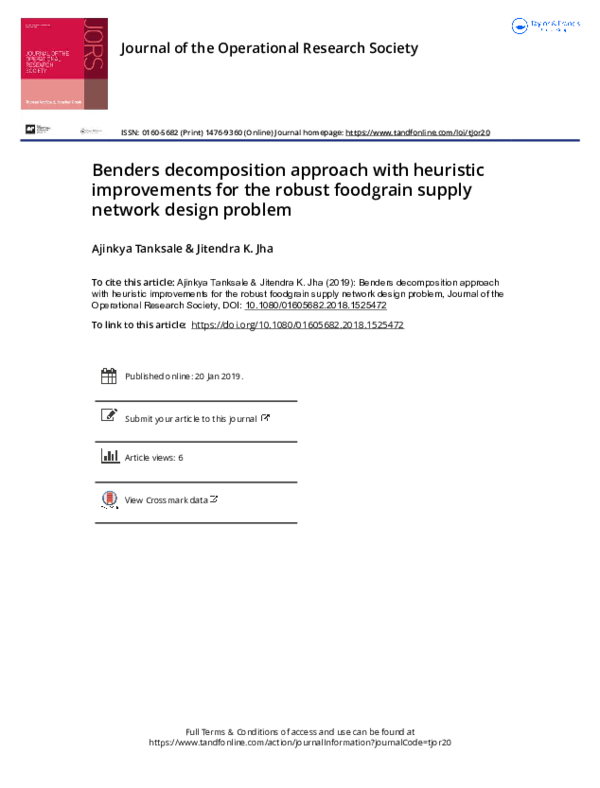 (PDF) Benders decomposition approach with heuristic improvements for ...