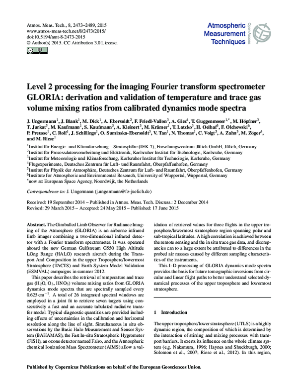 (PDF) Level 2 processing for the imaging Fourier transform spectrometer ...