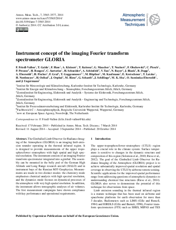 (PDF) Instrument concept of the imaging Fourier transform spectrometer ...