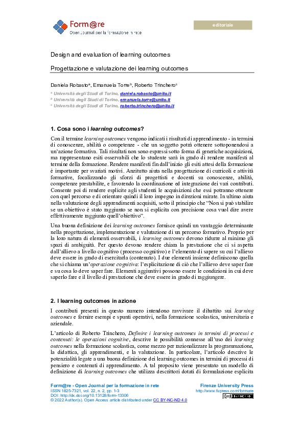 (PDF) Design and evaluation of learning outcomes