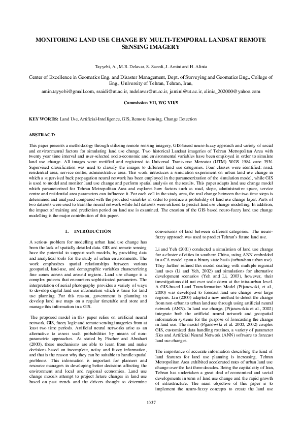 (PDF) Monitoring land use change by multitemporal Landsat remote