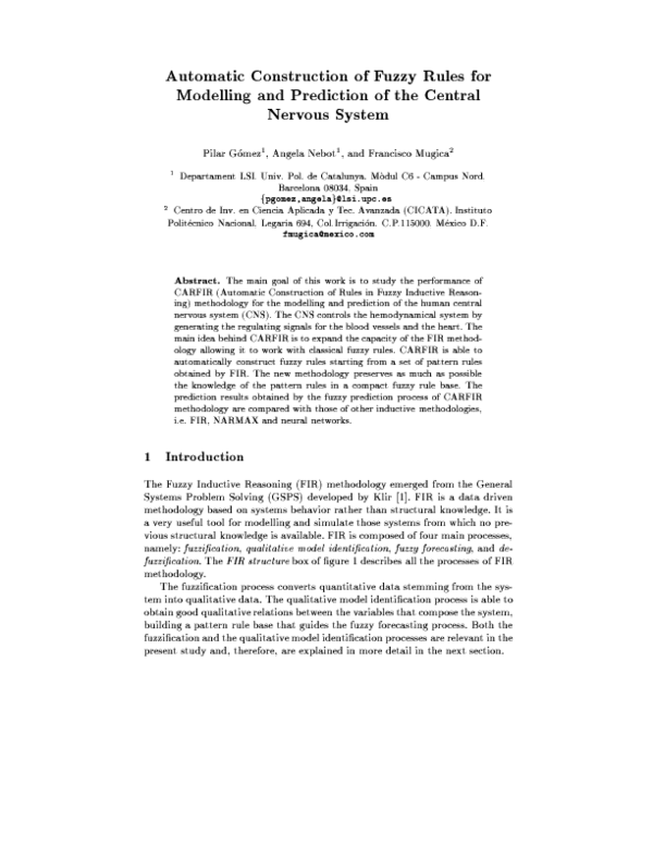(PDF) Automatic construction of rules fuzzy for modelling and ...
