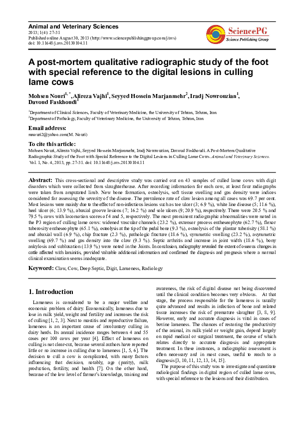 (PDF) A Post-Mortem Qualitative Radiographic Study of the Foot with ...