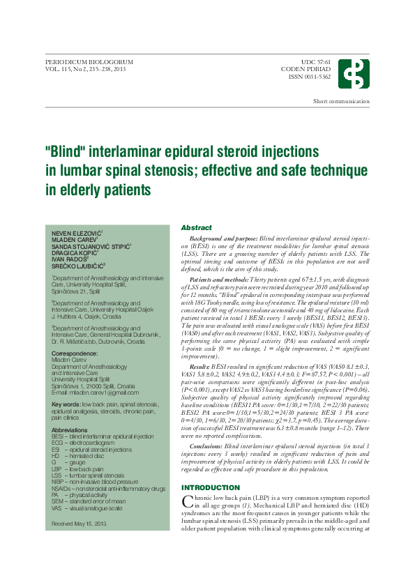 (PDF) Blind " interlaminar epidural steroid injections in lumbar spinal