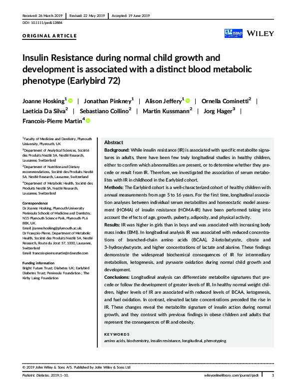 (PDF) Insulin Resistance during normal child growth and development is ...