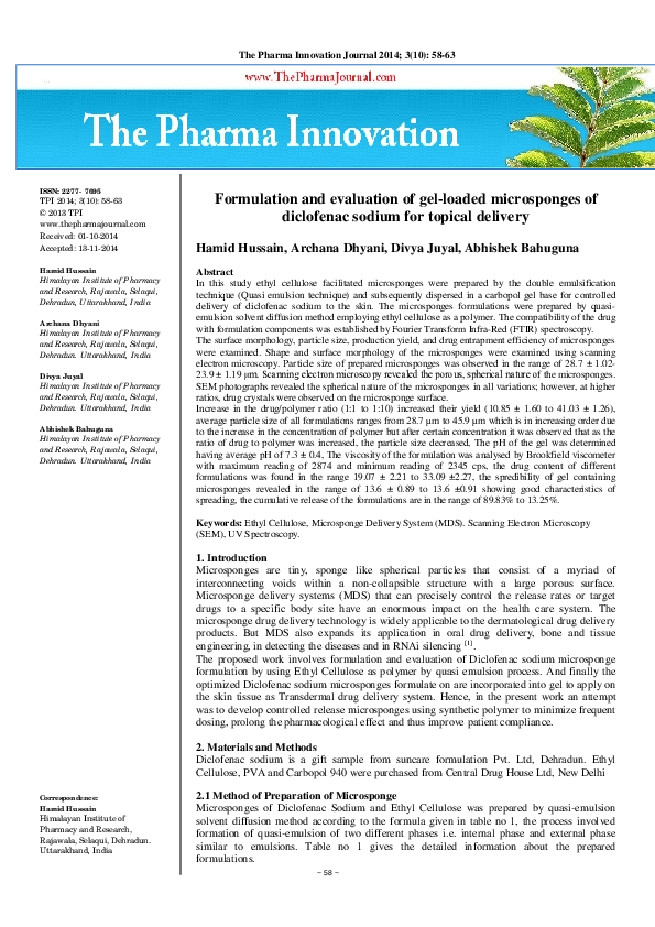 (PDF) Formulation and evaluation of gel-loaded microsponges of ...