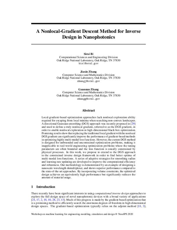 (PDF) A Nonlocal-Gradient Descent Method for Inverse Design in ...