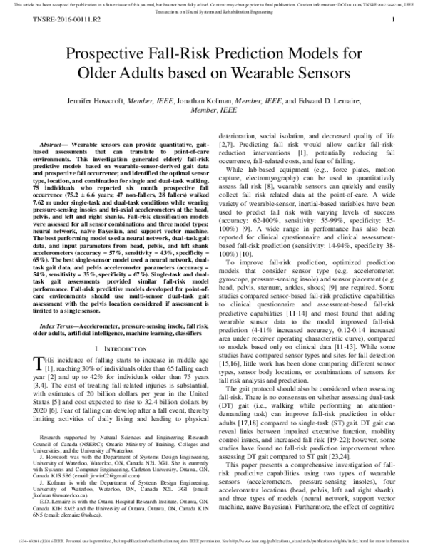 (PDF) Prospective Fall-Risk Prediction Models for Older Adults based on ...