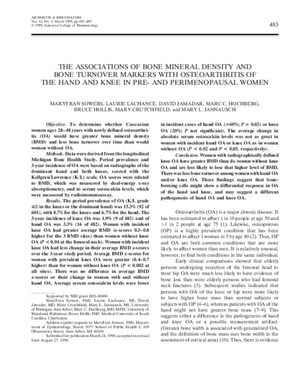 (PDF) The associations of bone mineral density and bone turnover ...