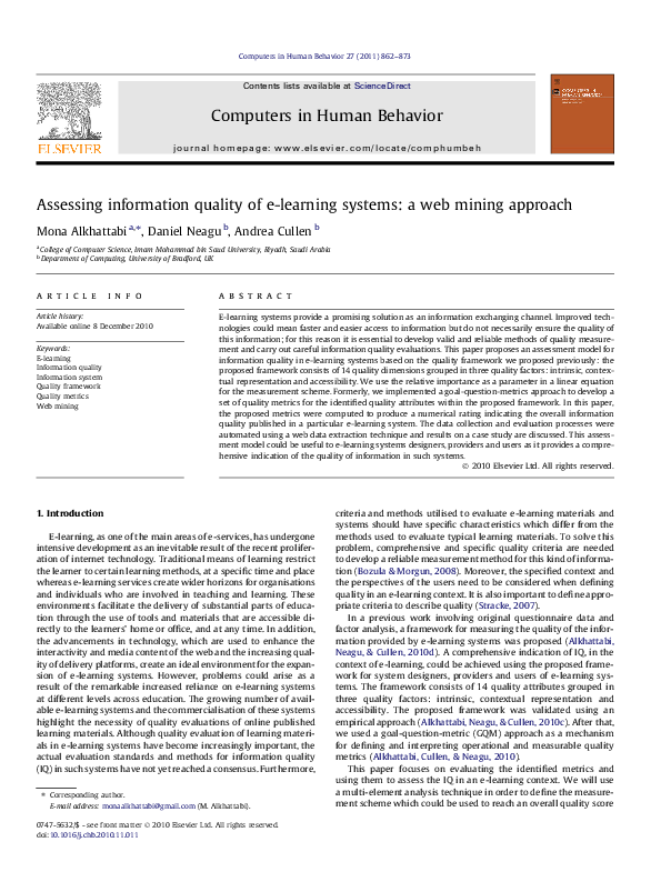 (PDF) Assessing information quality of e-learning systems: a web mining ...