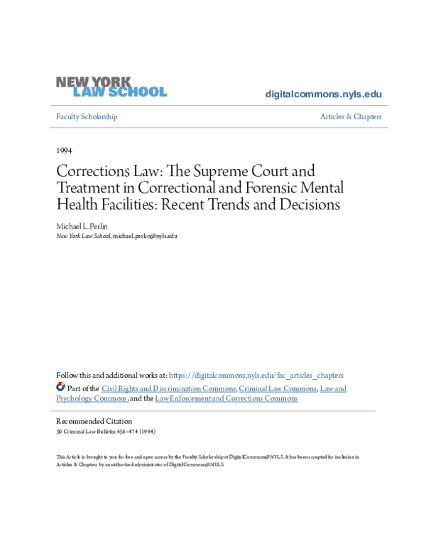 (PDF) Corrections Law: The Supreme Court and Treatment in Correctional ...
