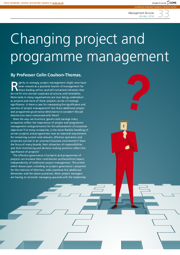 (PDF) Changing project and programme management