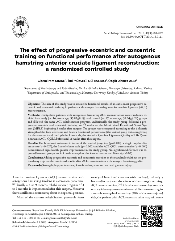 (PDF) The effect of progressive eccentric and concentric training on ...