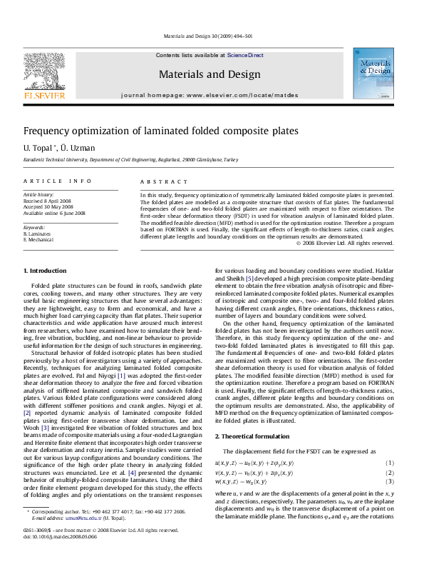 (PDF) Frequency optimization of laminated folded composite plates