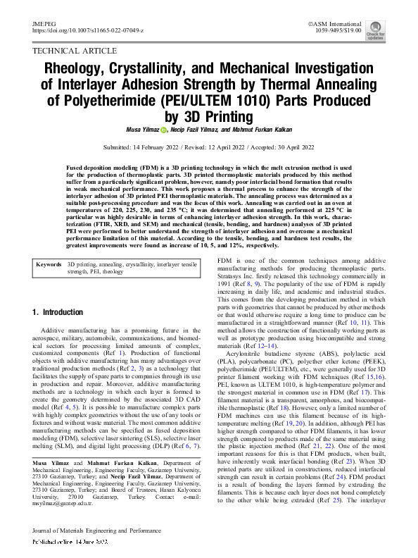 (PDF) Rheology, Crystallinity, and Mechanical Investigation of ...