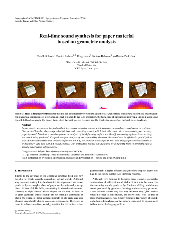 (PDF) Real-time sound synthesis for paper material based on geometric ...