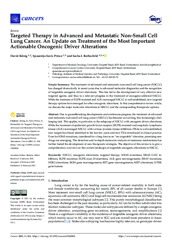(PDF) Targeted Therapy in Advanced and Metastatic Non-Small Cell Lung ...