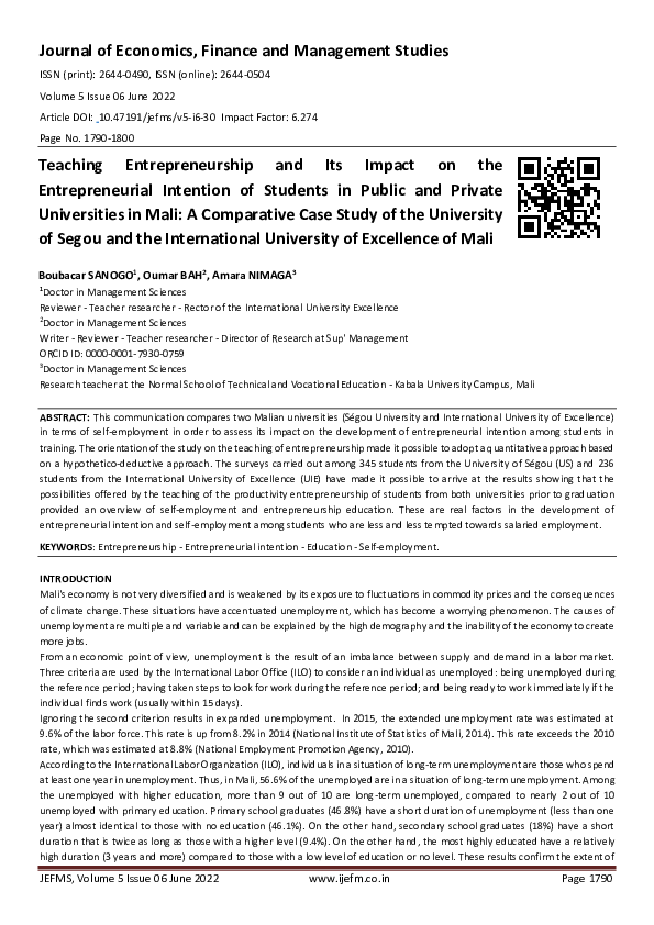 (PDF) Teaching Entrepreneurship and Its Impact on the Entrepreneurial ...
