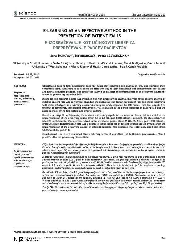 (PDF) E-learning as an effective method in the prevention of patient falls