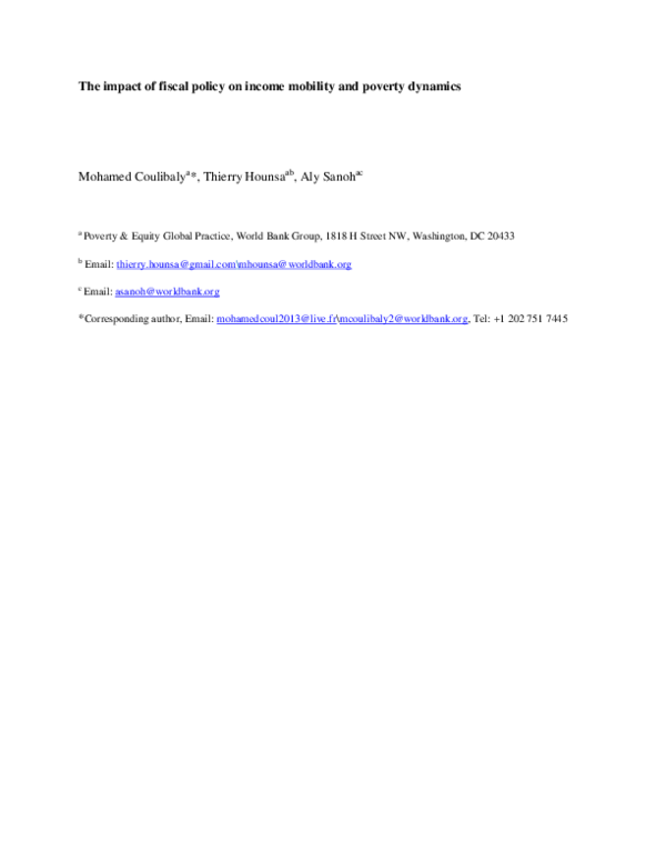 (PDF) The impact of fiscal policy on income mobility and poverty dynamics