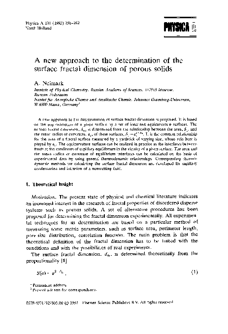 (PDF) A new approach to the determination of the surface fractal ...