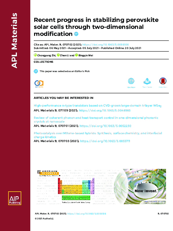 (PDF) Recent progress in stabilizing perovskite solar cells through two ...