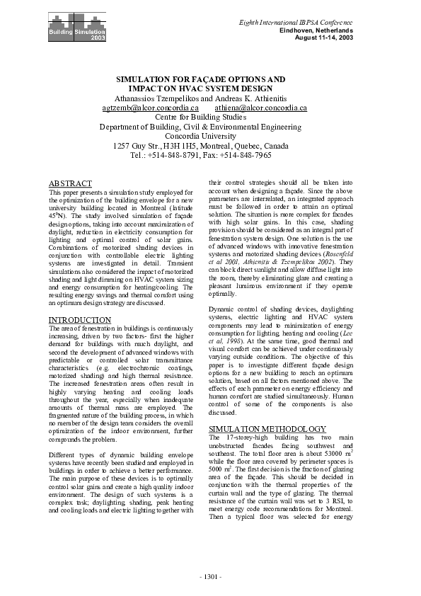 (PDF) Simulation for Façade Options and Impact on Hvac System Design