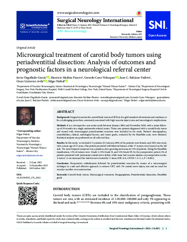 (PDF) Microsurgical treatment of carotid body tumors using ...